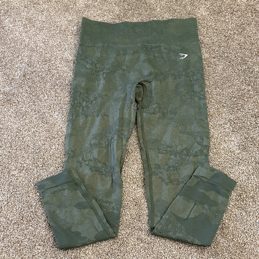 Gymshark Olive Green Camo Seamless Leggings